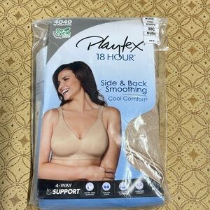 Playtex 18hr. 4049 Nude Side & Black Smoothing Cool Comfort Bra. Size 38C